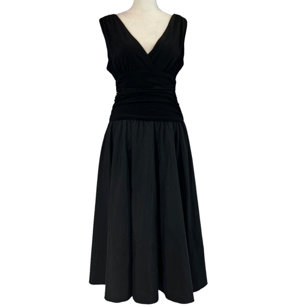 Jessica Howard Evening Black V-Neck A-Line Dress Size 10 - Picture 1 of 8